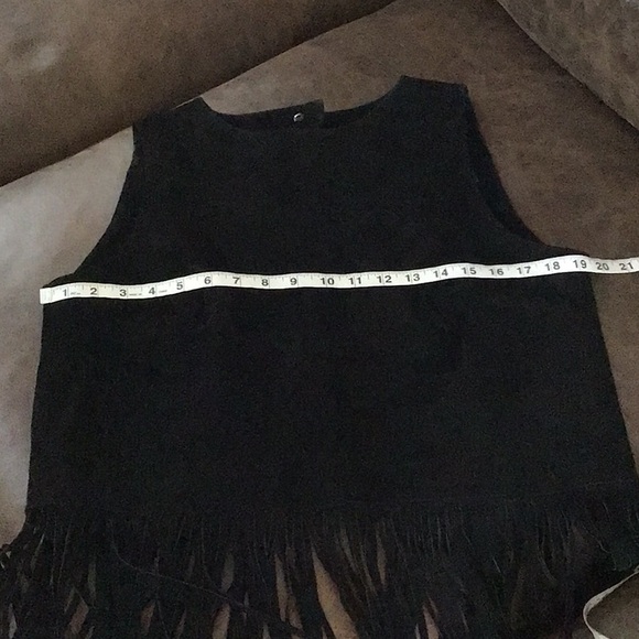 ASOS Black Leather Suede Fringe Top - Picture 10 of 13